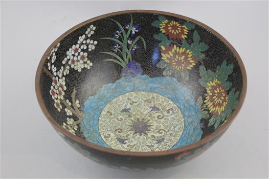 A Chinese cloisonne enamel bowl, late 19th century, 26.5cm